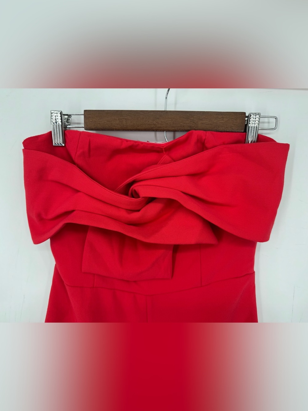 DO+BE Red Bow Strapless Jumpsuit Wide Leg Cocktail Holiday Party Size Small - Picture 4 of 13